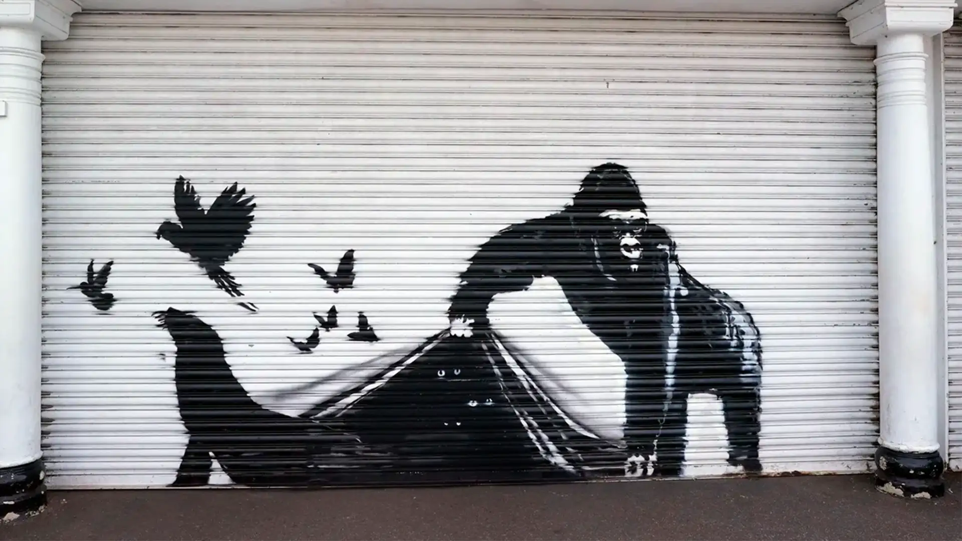 mural de elefante obra de banksy